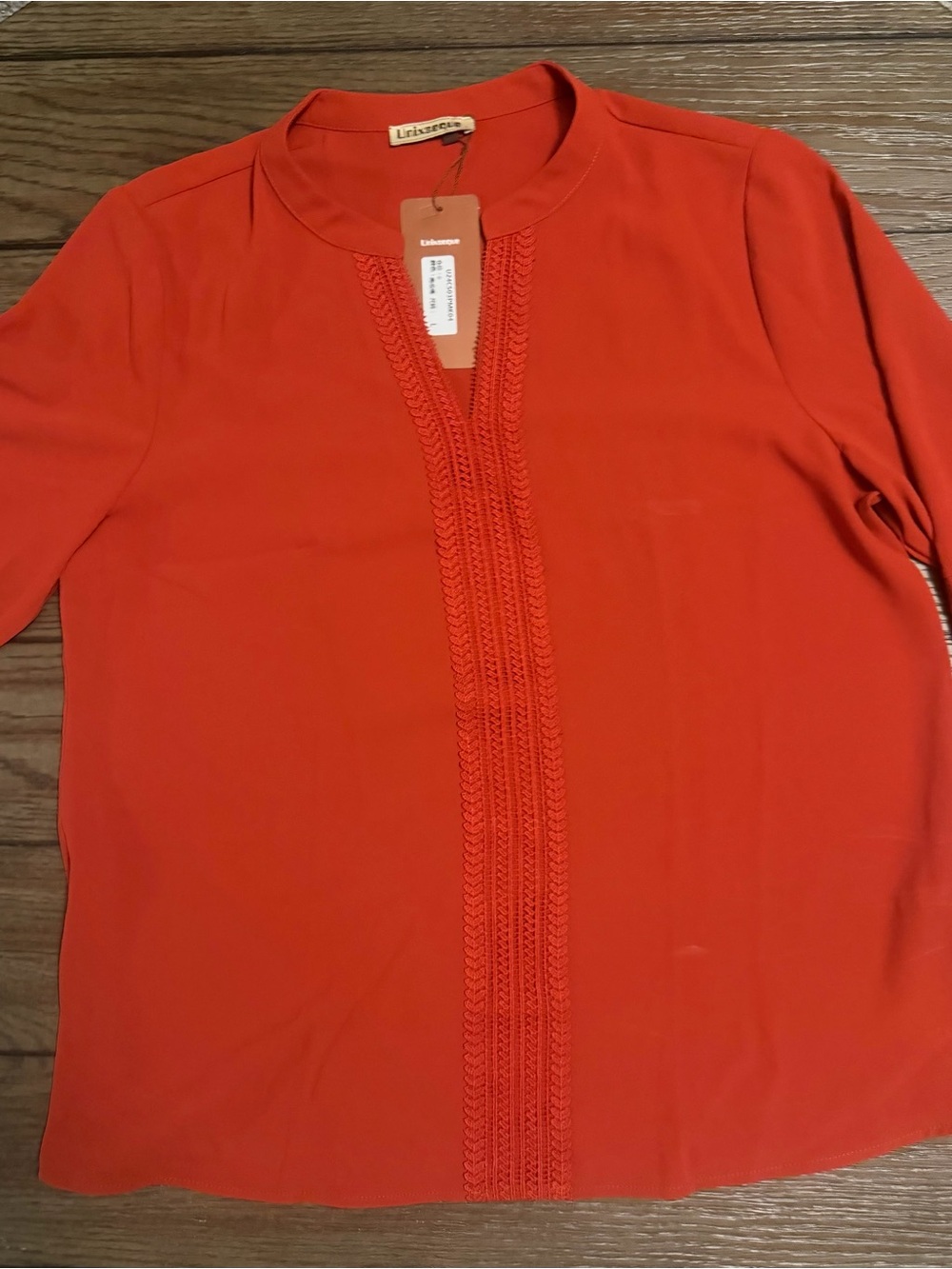 Liliana Bright Orange Braided-Trim Blouse